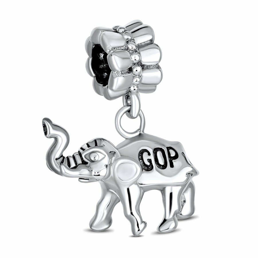 Shop Women Bling Jewelry Animal Beads | Patriotic Political Party Animal Dangle Bead Charm Sterling Silver