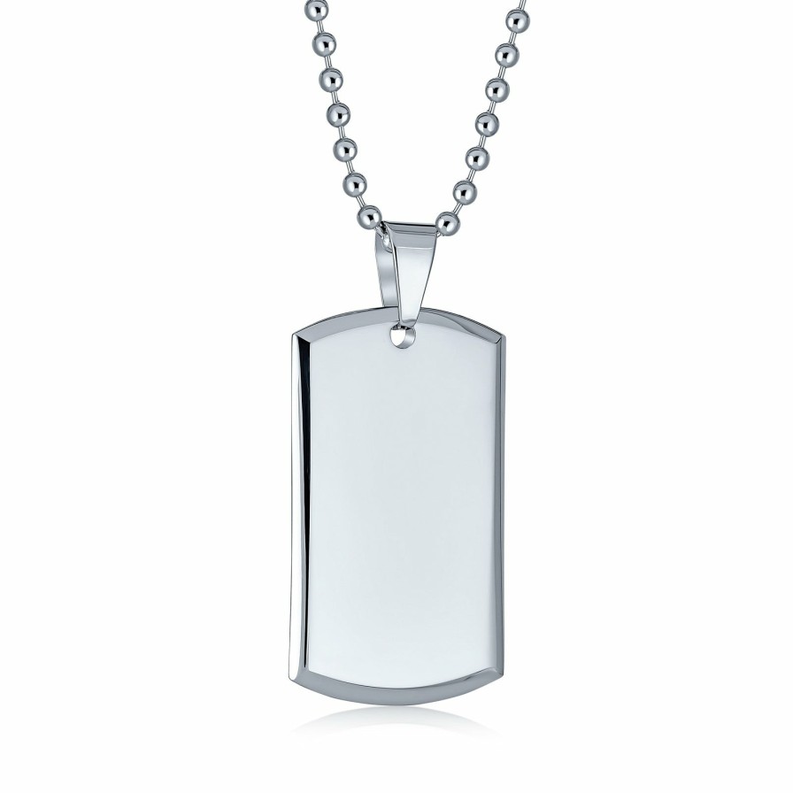 Shop Men Bling Jewelry Mens Engravable Necklaces | Vaccinated Men'S Personalized Army Dog Tag Stainless Steel Silver Tone