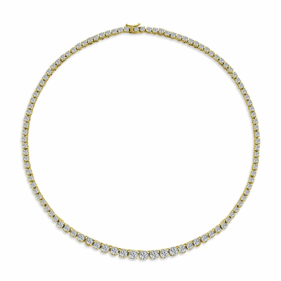 Shop Women Bling Jewelry Statement Necklaces | Traditional Bridal Cz Square Round Tennis Necklace Gold Silver Plated