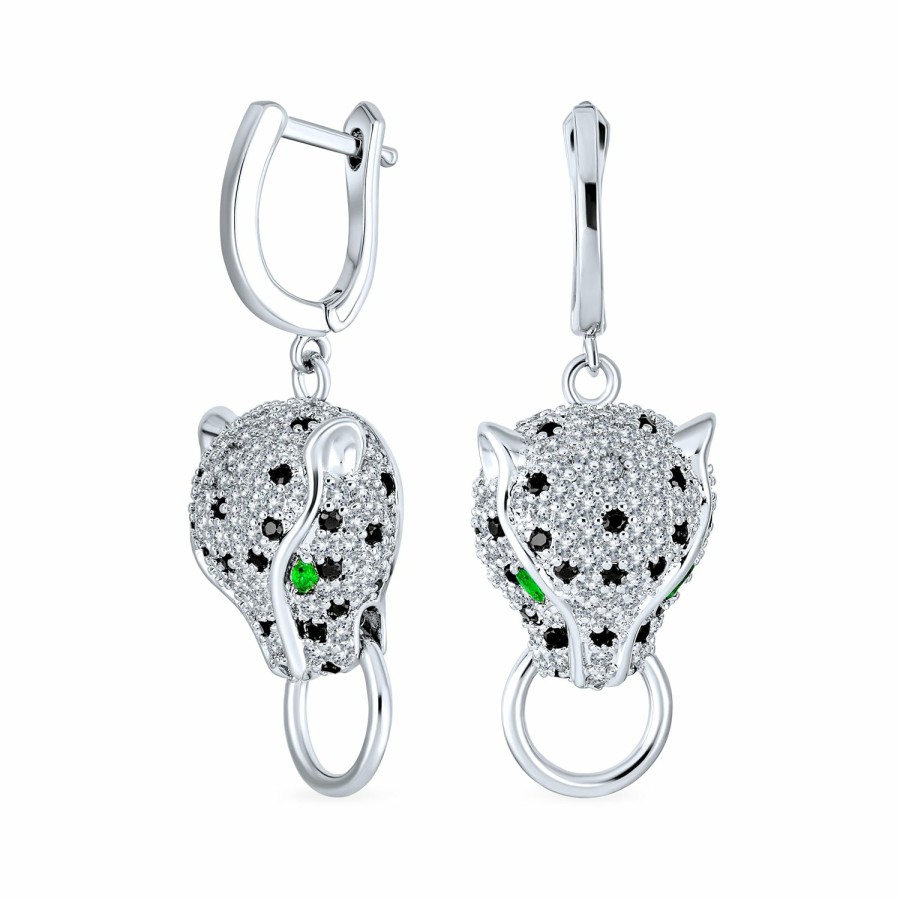 Shop Women Bling Jewelry Dangle Drop Earrings | Estate Style Jewelry Panther Cat Eye Cz Earring Pendant