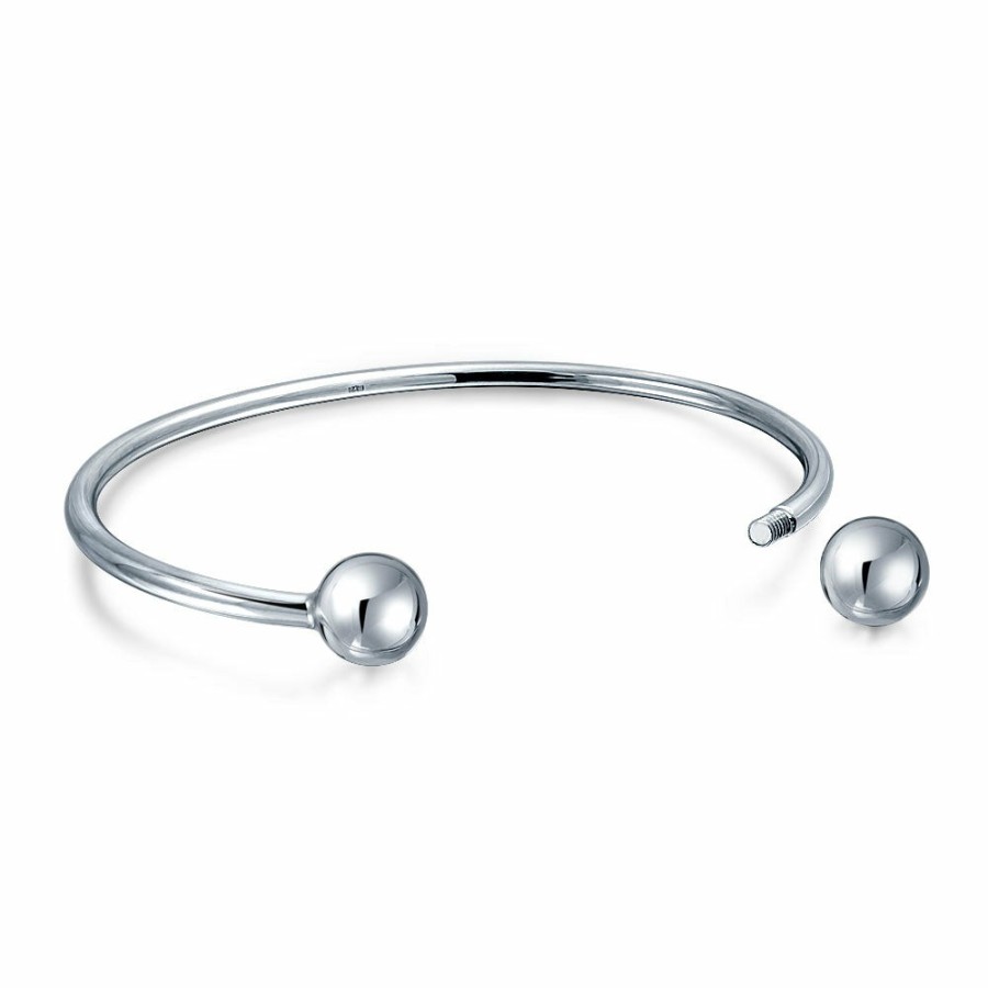 Shop Women Bling Jewelry Unique Bracelets | Ball Screw Starter Charm Bangle Cuff Beads Bracelet Sterling Silver