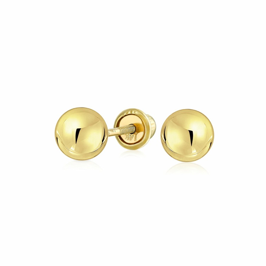 Shop Women Bling Jewelry Stud Earrings | Tiny Mini Real 14K Yellow Gold Ball Stud Earrings Screwback 3,4 Mm