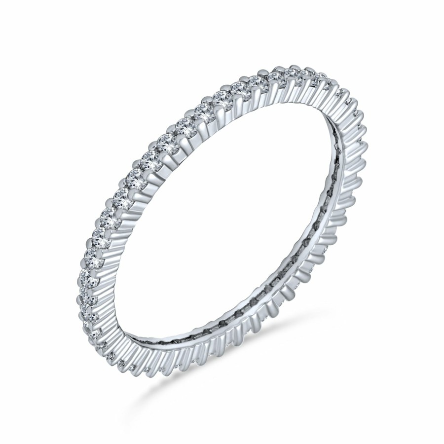 Shop Women Bling Jewelry Stacking Eternity Rings | Pave Cz Eternity Wedding Band Ring Plated .925 Sterling