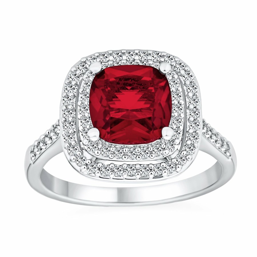 Shop Women Bling Jewelry Engravable Rings | Aaa Cz Ruby Emerald Cut Art Deco Style 5-10Ct Cocktail Ring