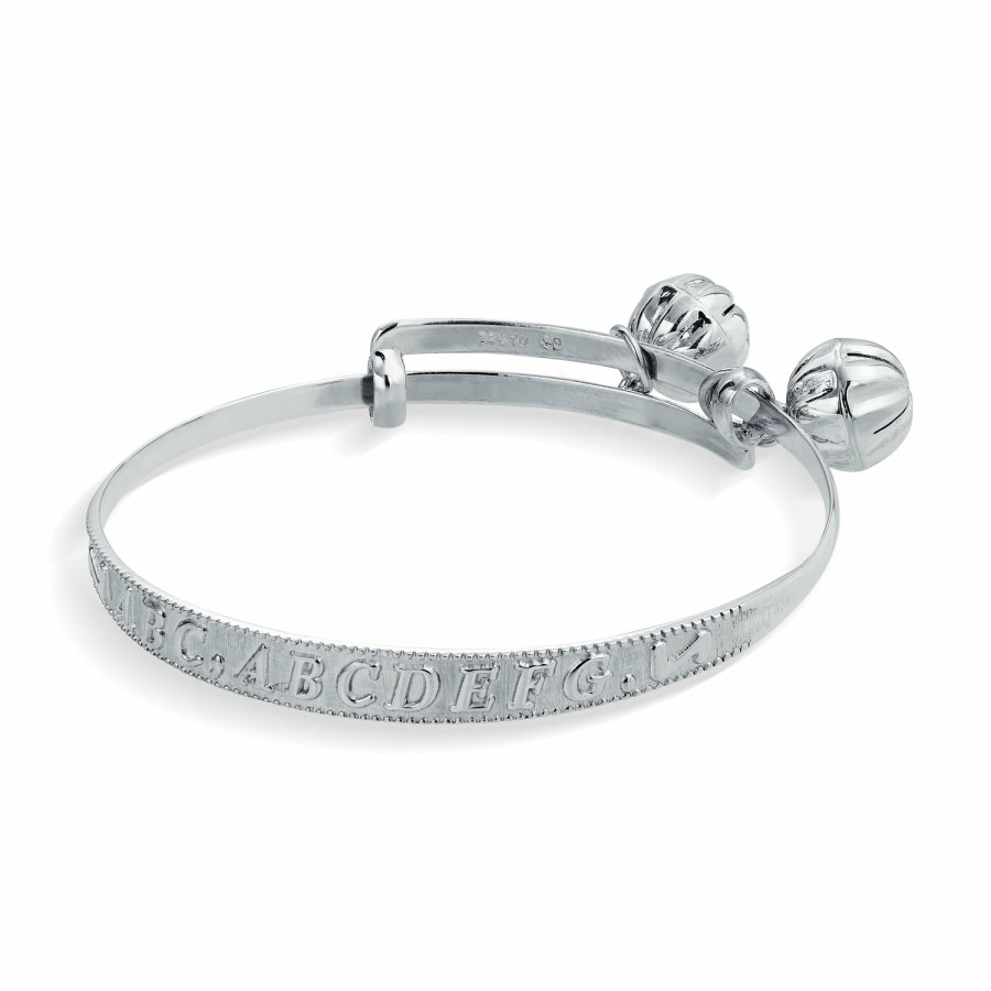 Shop Women Bling Jewelry Engravable Bracelets | Jingle Bells Bangle Bracelet .925 Sterling Silver Bells Silver Plated