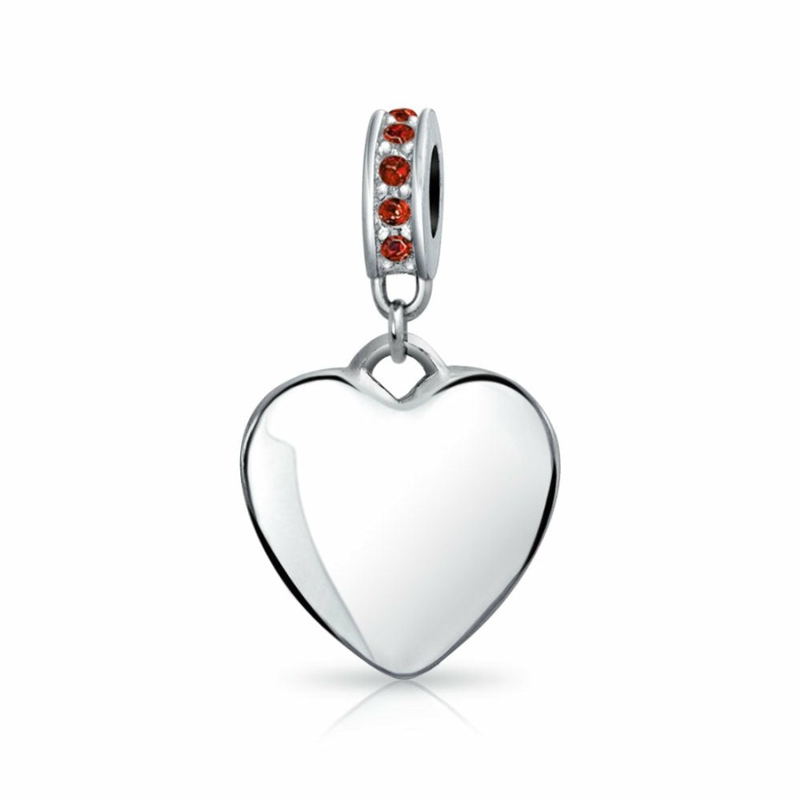 Shop Women Bling Jewelry Abc Initial | Crystal Accent Dangle Heart Shape Charm Bead .925 Sterling Silver