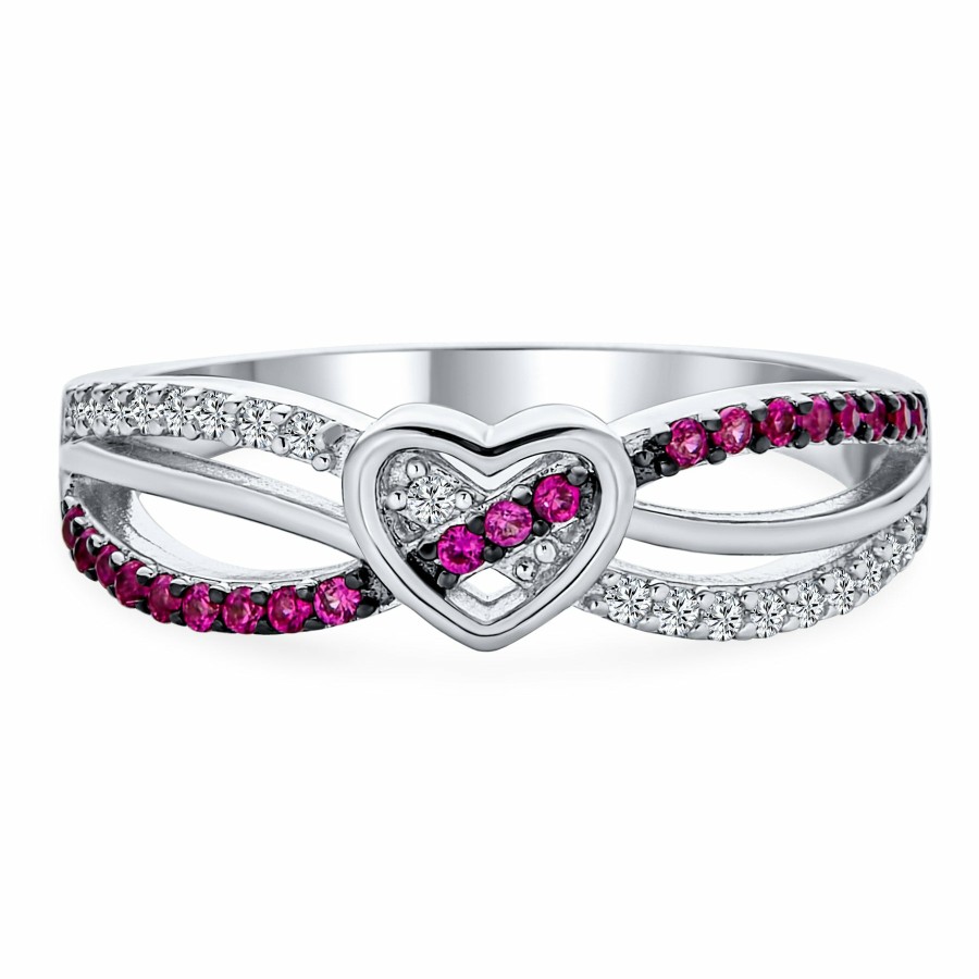 Shop Women Bling Jewelry Engravable Rings | Dainty Cz Infinity Heart Ring .925 Sterling Silver