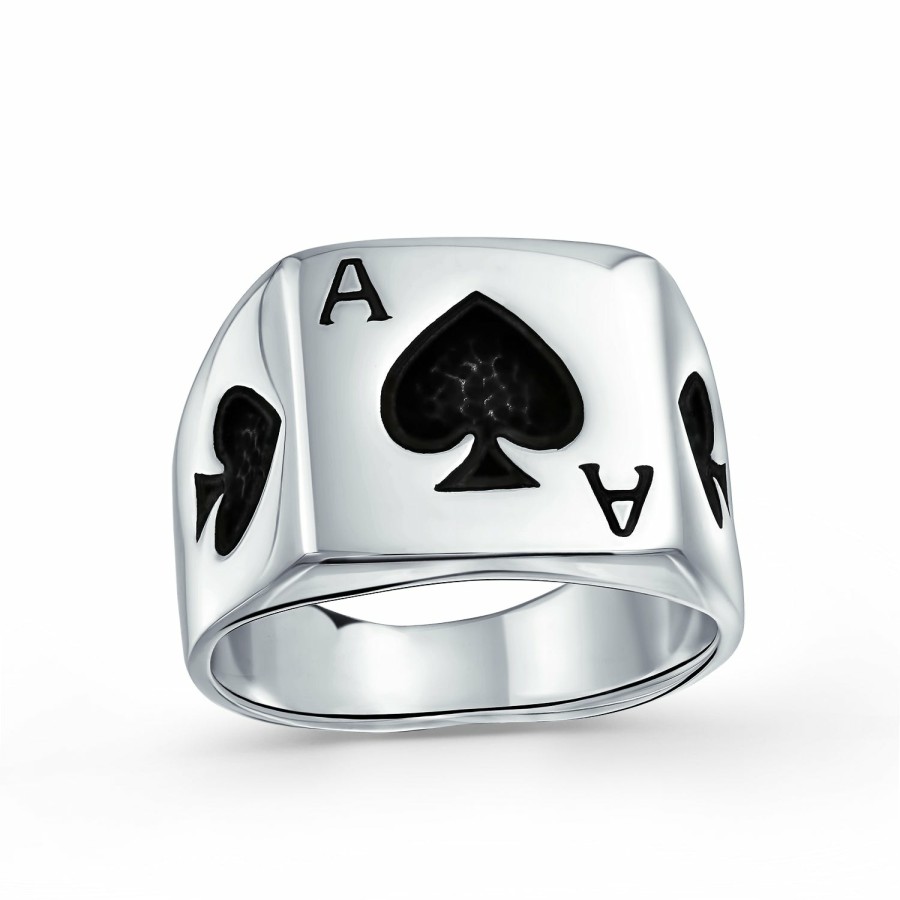 Shop Women Bling Jewelry Unique Rings | Lucky Las Vegas Gambler Ace Of Spade Ring For Men .925Sterling Silver