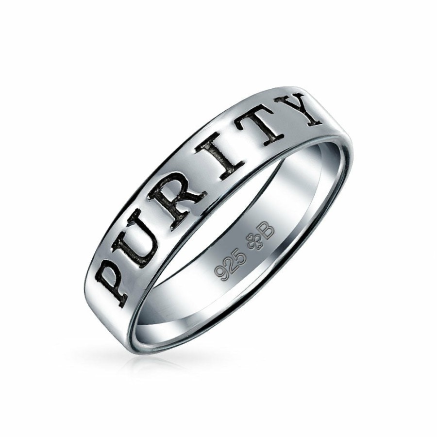 Shop Women Bling Jewelry Engravable Rings | Commitment Words Love, Stay Strong, Purity Ring Band .925