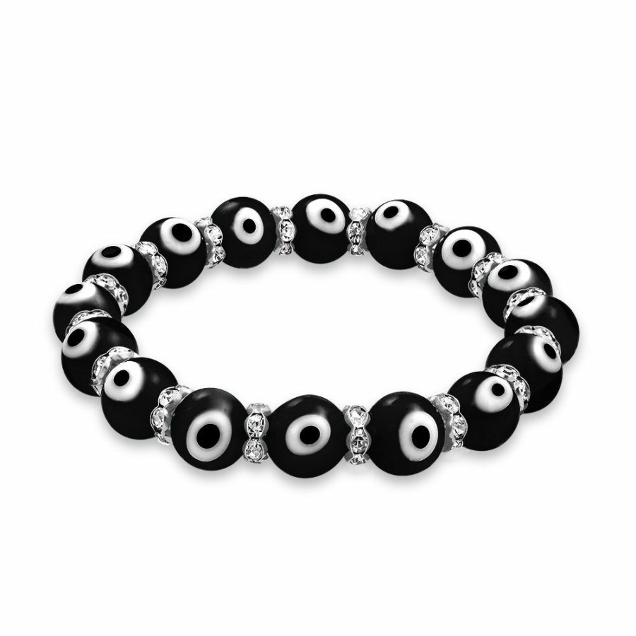 Shop Women Bling Jewelry Wrap Stretch Bracelets | Turkish Evil Eye Glass Bead Stretch Bracelet Crystal Spacer 8Mm Beads