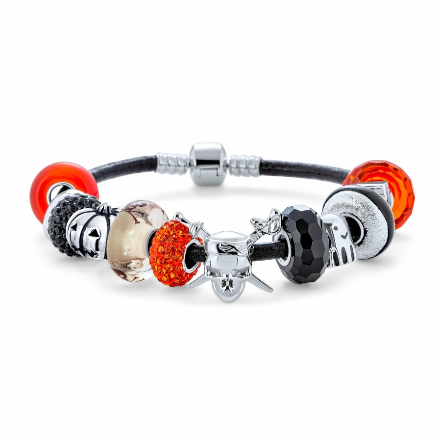 Shop Women Bling Jewelry Starter Bead Bracelets | Halloween Skull Ghost Pumpkin Charm Bracelet Sterling Silver