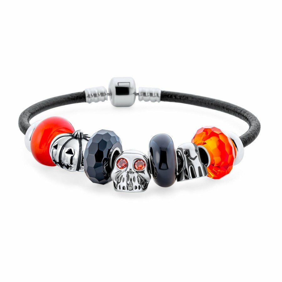 Shop Women Bling Jewelry Starter Bead Bracelets | Halloween Skull Ghost Pumpkin Charm Bracelet Sterling Silver