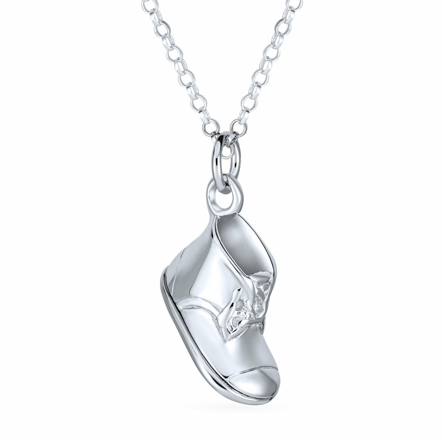 Shop Women Bling Jewelry Pendant Necklaces | Shoe Bootie Charm Engravable Pendant Necklace .925 Sterling Silver