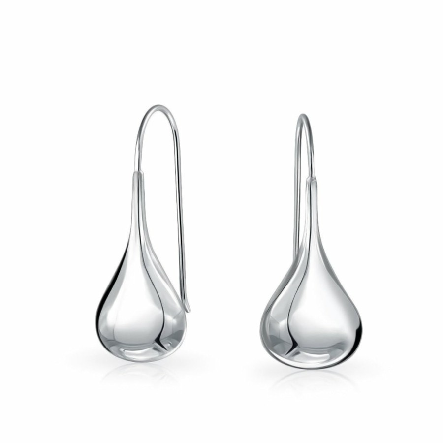 Shop Women Bling Jewelry Engravable Earrings | Puffed Teardrop Rain Drop Earrings Fishhook .925 Sterling Silver