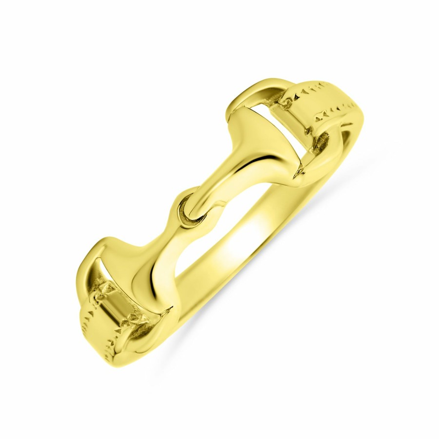 Shop Women Bling Jewelry Unique Rings | Western Jewelry Equestrian Horse Snaffle Bit Band Ring Gold