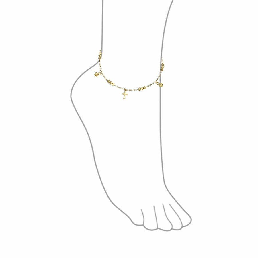 Shop Women Bling Jewelry Ankle Bracelets | Multi Crosses Religious Beads Bells Dangle Charm Anklet Gold Plated