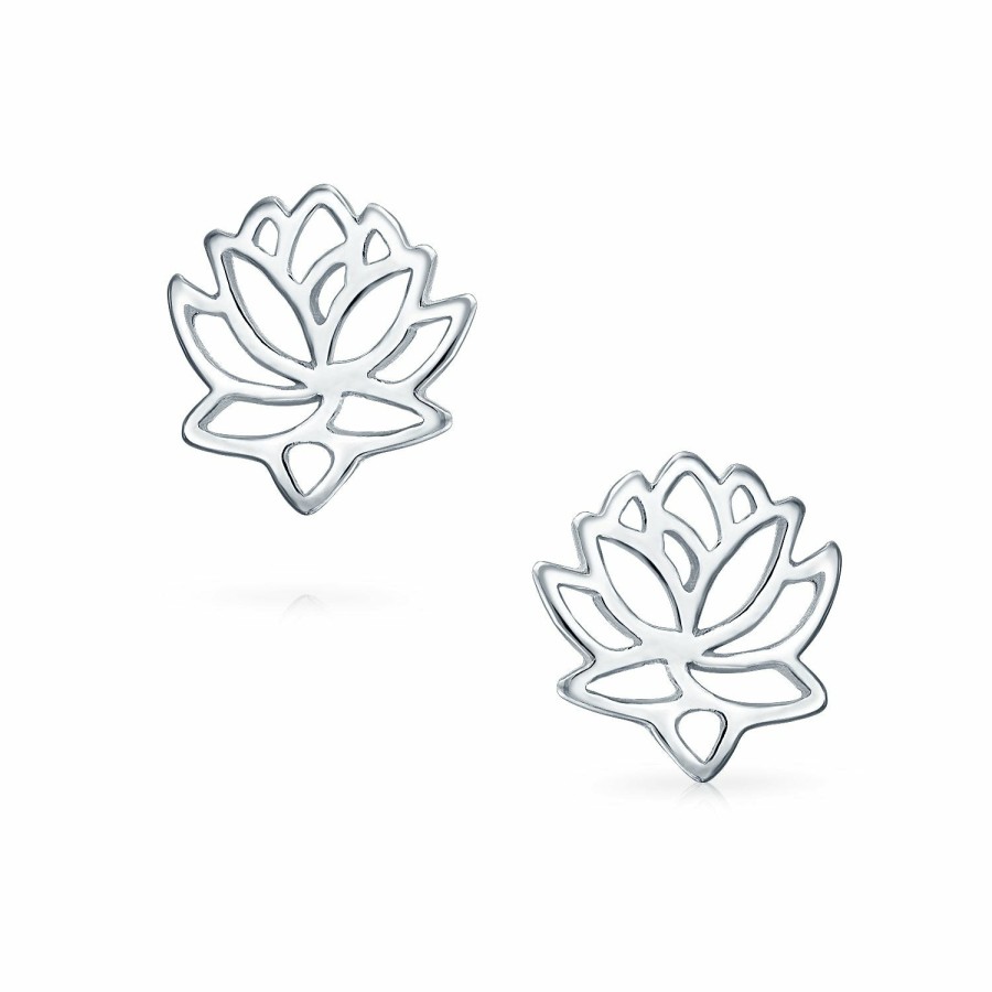 Shop Women Bling Jewelry Stud Earrings | Cut Out Zen Lotus Flower Stud Earrings Women .925 Sterling Silver