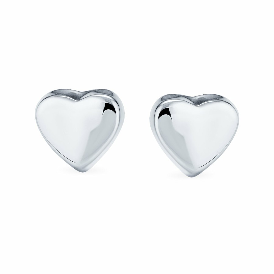 Shop Women Bling Jewelry Engravable Earrings | Simple Plain Initial Heart Shape Stud Earrings .925Sterling Silver