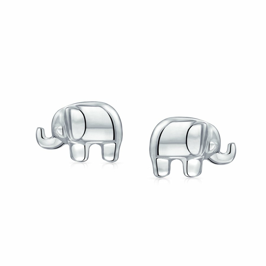 Shop Women Bling Jewelry Stud Earrings | Elephant Wisdom Zoo Animal Lover Stud Earrings .925 Sterling Silver