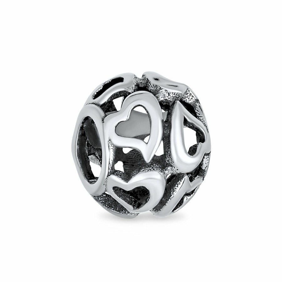 Shop Women Bling Jewelry Unique Charms | Round I Love You Word Heart Couples Charm Bead .925