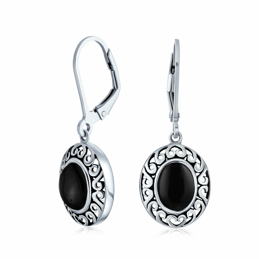 Shop Women Bling Jewelry Dangle Drop Earrings | Western Gemstone Oval Teardrop Dangle Drop Earrings .925 Silver