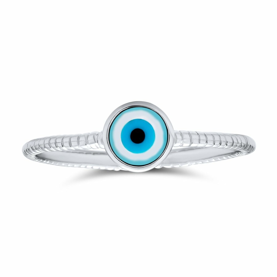 Shop Women Bling Jewelry Delicate Midi Rings | .925 Sterling Silver Midi Knuckle 1Mm Band Stackable Evil Eye Ring