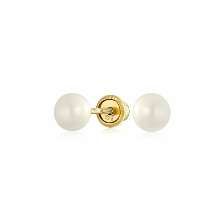 Shop Women Bling Jewelry Stud Earrings | Tiny Cz Freshwater Pearl Stud Earring Real 10-14K Screwback