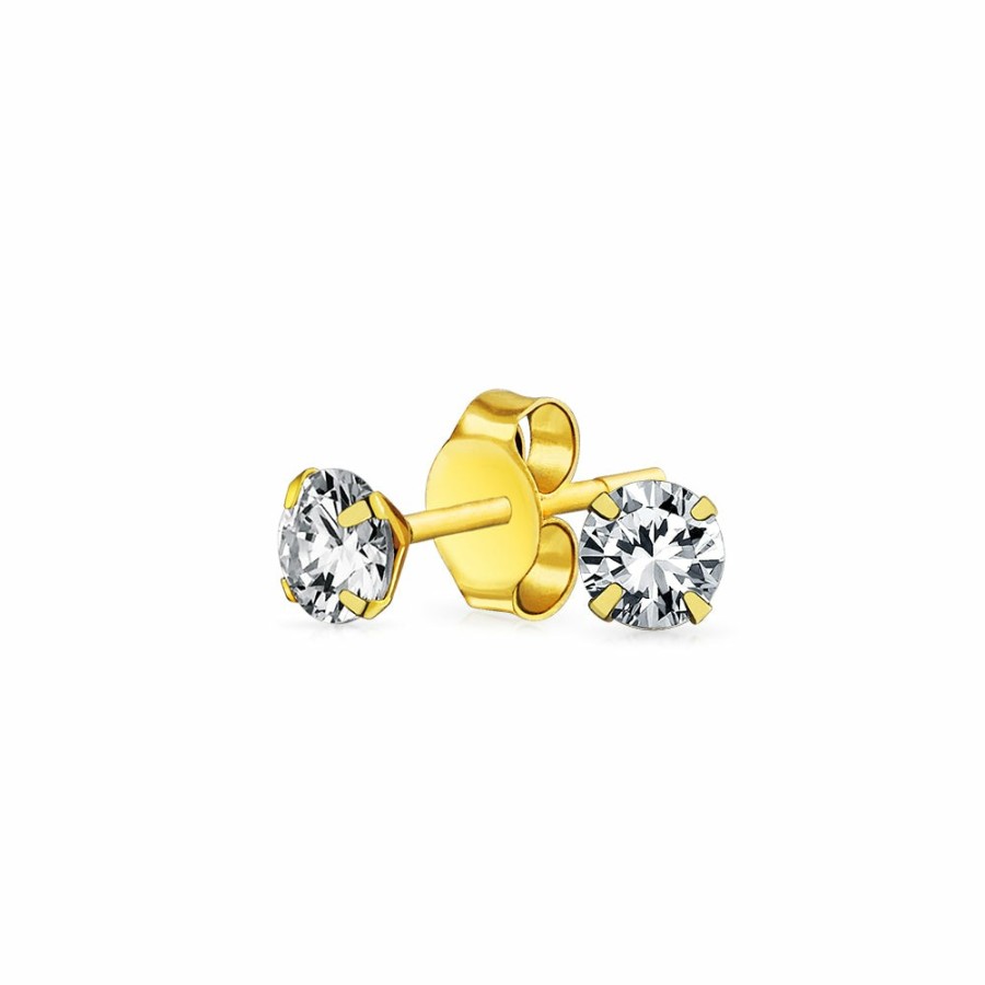 Shop Women Bling Jewelry | Round & Oval Birthstone Gemstone Solitaire Stud Earrings Real 14K Gold