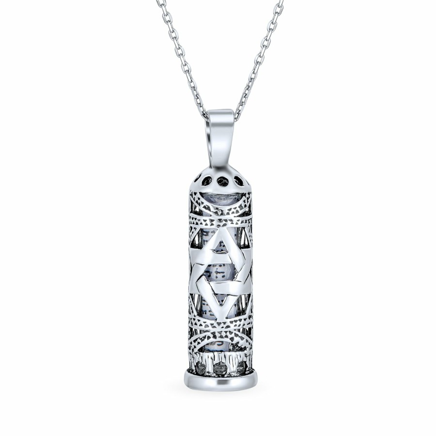 Shop Men Bling Jewelry Mens Pendants & Dog Tags | Hamsa Star Jewish Mezuzah Menorah Pendant Necklace Sterling Silver