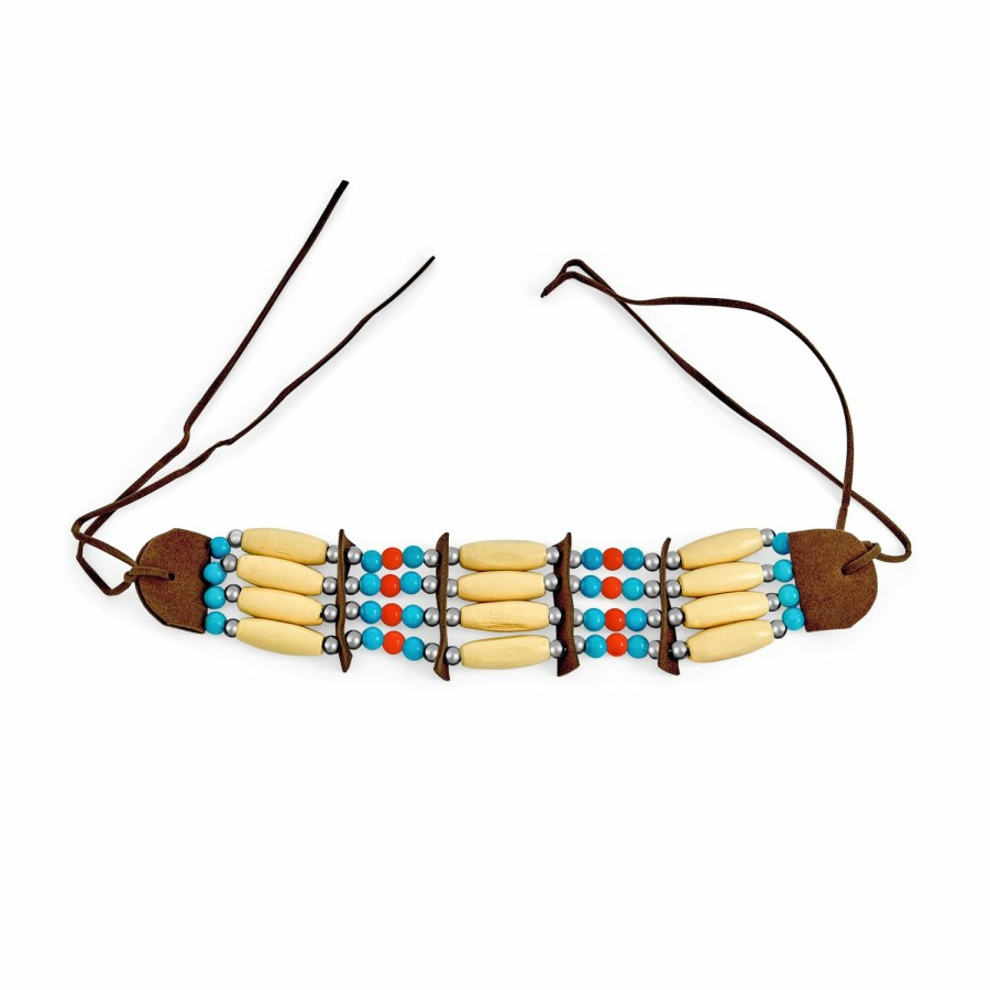 Shop Women Bling Jewelry Choker Necklaces | Boho American Indian Bead 3 Row Wood Hair Pipe Leather Choker Necklace