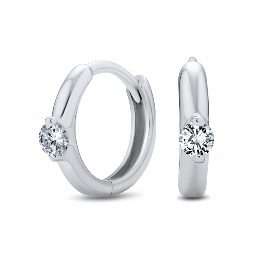 Shop Women Bling Jewelry Hoops Huggies Earrings | Classic Aaa Solitaire Cz Mini Hoop Huggie Earrings 925 Sterling