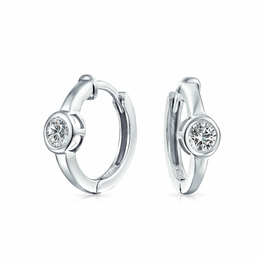 Shop Women Bling Jewelry Hoops Huggies Earrings | Classic Aaa Solitaire Cz Mini Hoop Huggie Earrings 925 Sterling