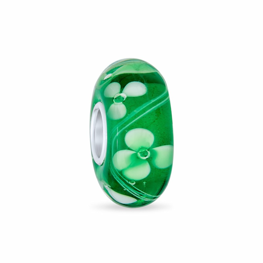 Shop Women Bling Jewelry Glass Crystal Beads | Clover Bead Charm Murano Glass .925 Sterling Silver