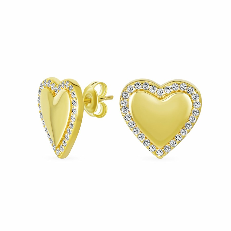 Shop Women Bling Jewelry Stud Earrings | Letter A-Z Alphabet Initials Pave Cz Halo Heart Shaped Stud Earrings