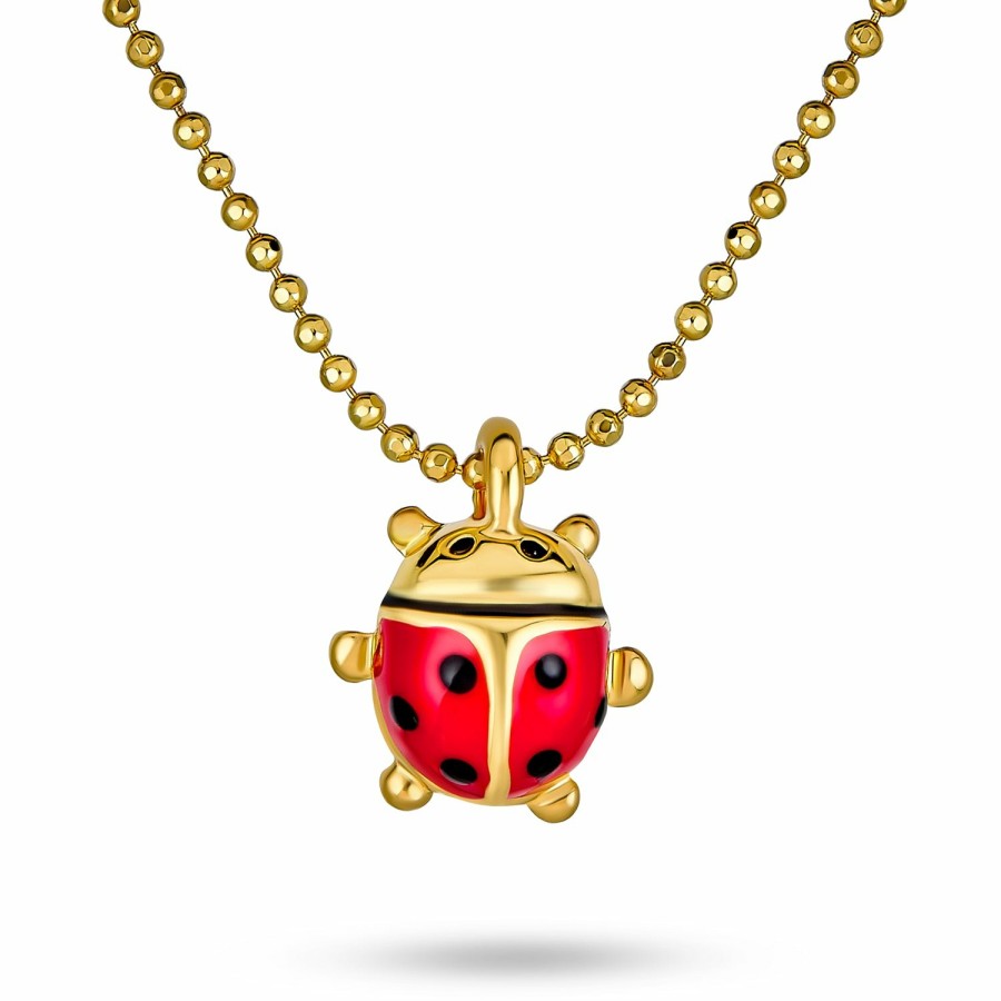 Shop Women Bling Jewelry Delicate Pendant Necklaces | Red Ladybug Small Pendant Or Gold Tone Plated Necklace 16 Inch