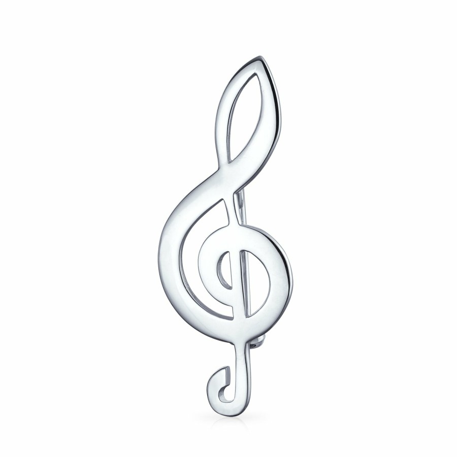 Shop Women Bling Jewelry Pins & Brooches | Treble G Clef Music Note Brooch Pin, Stud Earring, Pendant .925 Silver