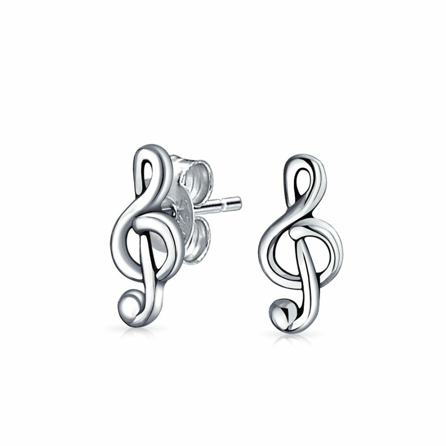 Shop Women Bling Jewelry Pins & Brooches | Treble G Clef Music Note Brooch Pin, Stud Earring, Pendant .925 Silver