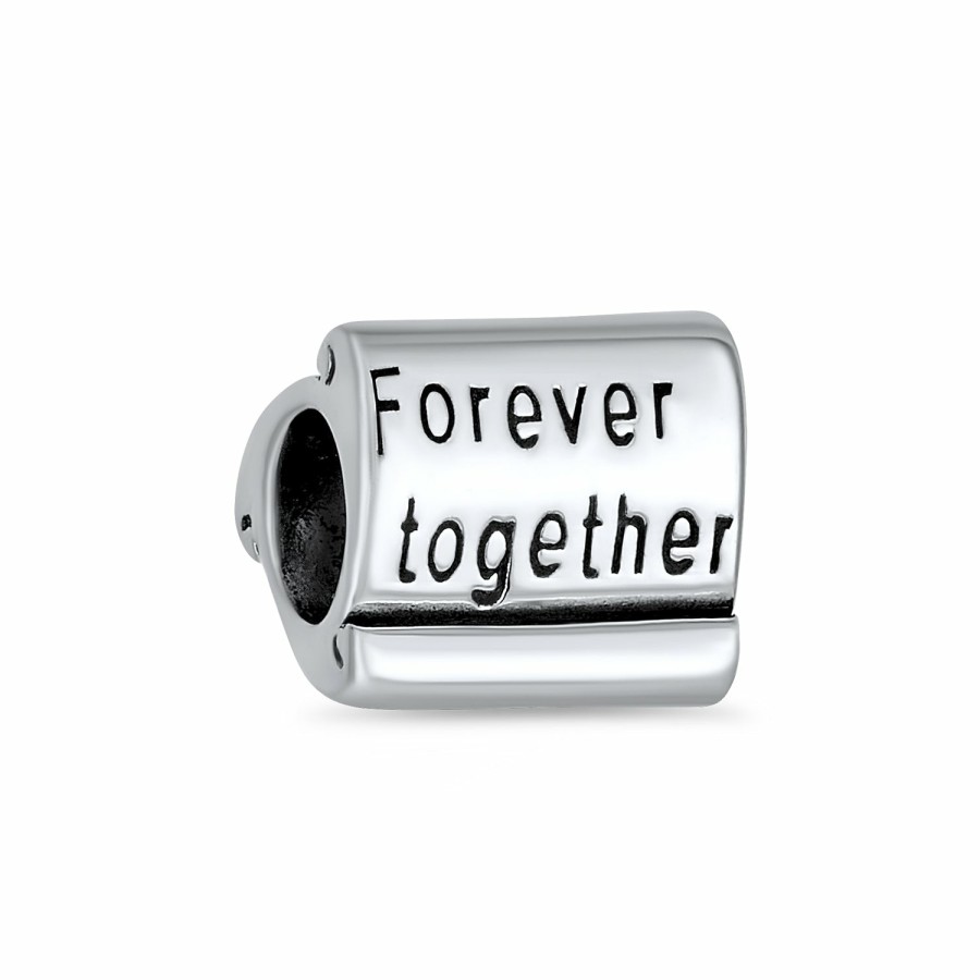 Shop Women Bling Jewelry Mothers Day Charm Beads | Together Forever Love Just Married Red Heart Charm Bead .925 Silver