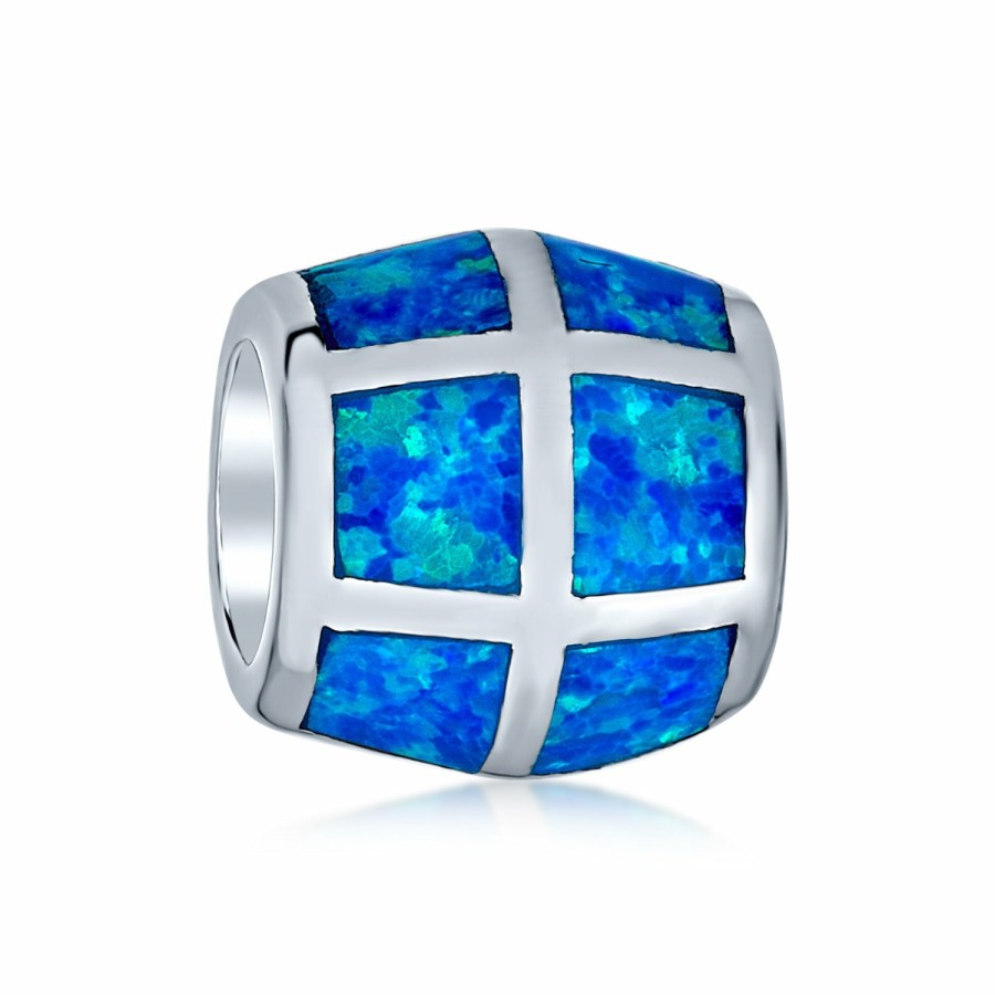 Shop Women Bling Jewelry Unique Charms | Geometric Created Opal Bff Charm Bead .925 Silver