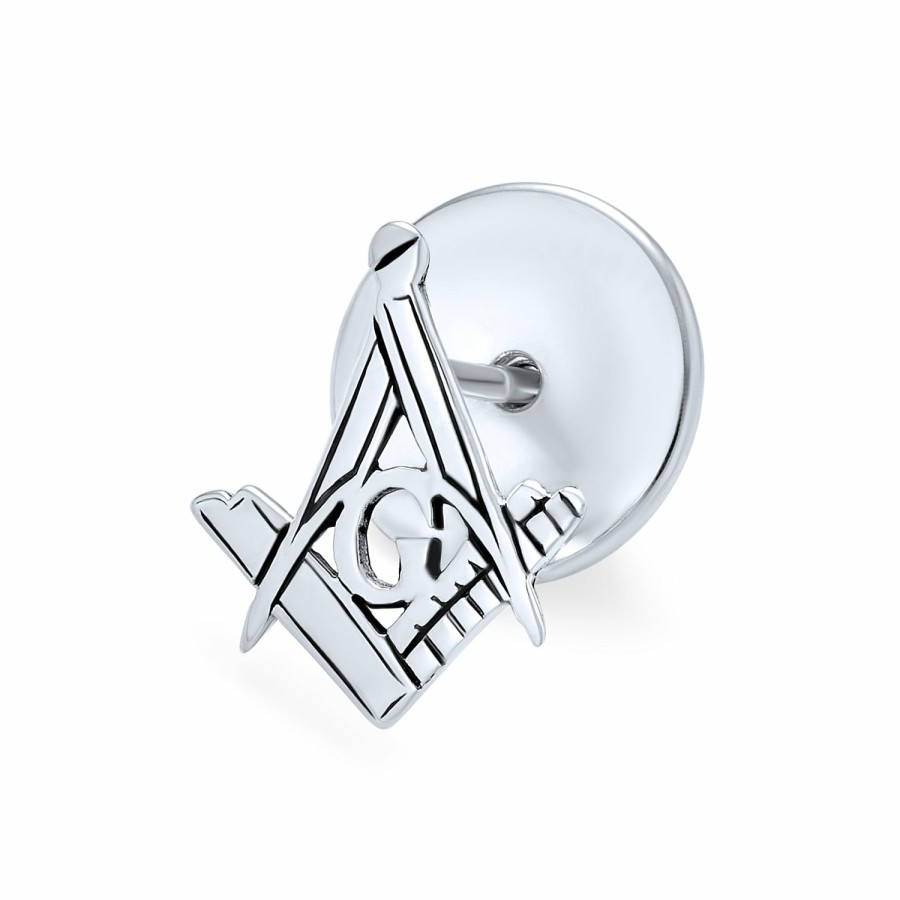 Shop Women Bling Jewelry Pins & Brooches | Freemasons Masonic Compass Lapel Pin Apprentice Square Sterling Silver