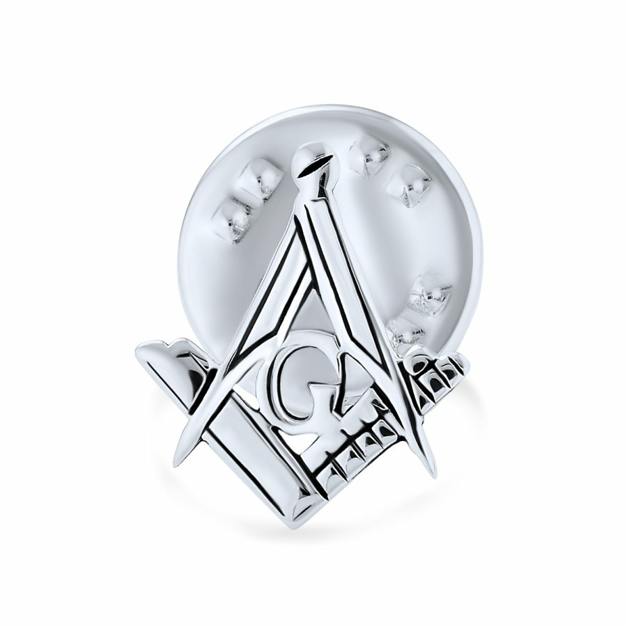 Shop Women Bling Jewelry Pins & Brooches | Freemasons Masonic Compass Lapel Pin Apprentice Square Sterling Silver