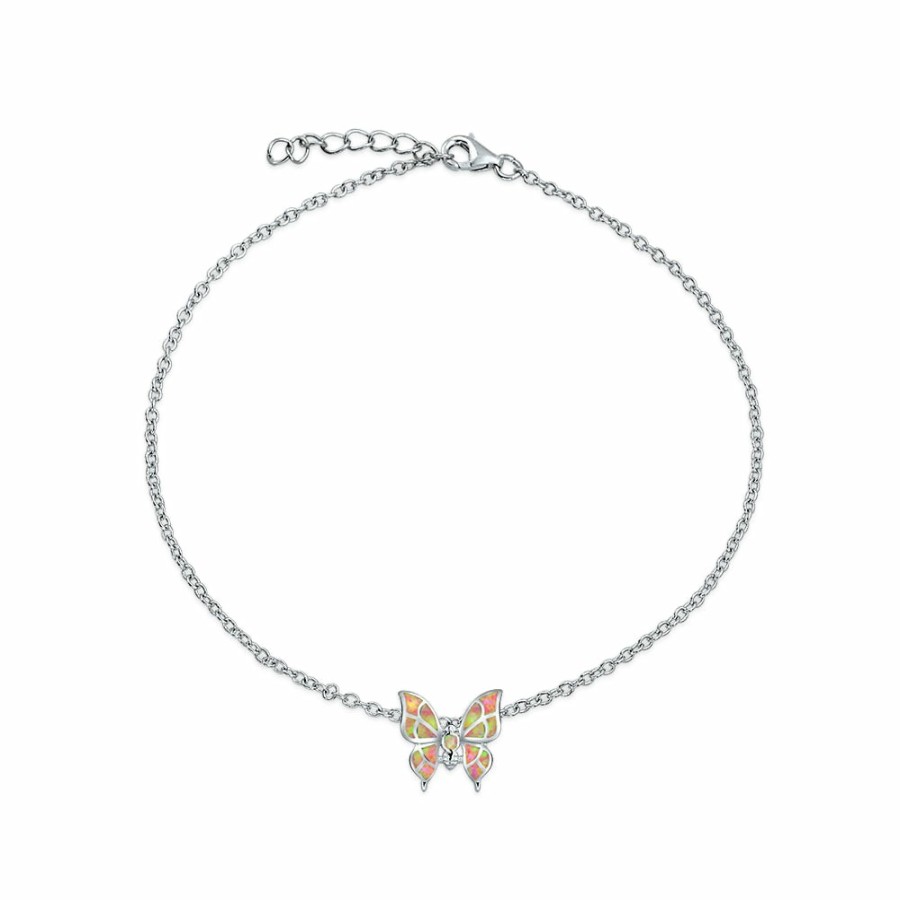 Shop Women Bling Jewelry Ankle Bracelets | Opal Charm Butterfly Anklet Ankle Bracelet Sterling Silver