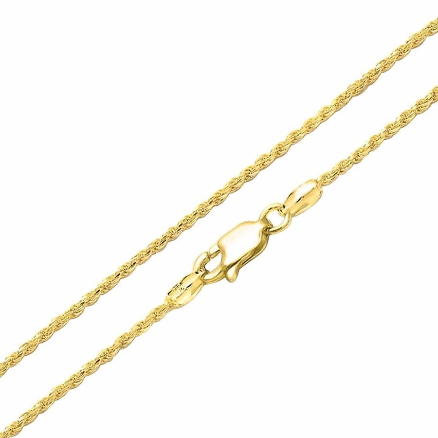 Shop Women Bling Jewelry Chains Necklaces | Rope Link Chain040 Gauge Necklace Gold Plated Sterling Silver 16 20