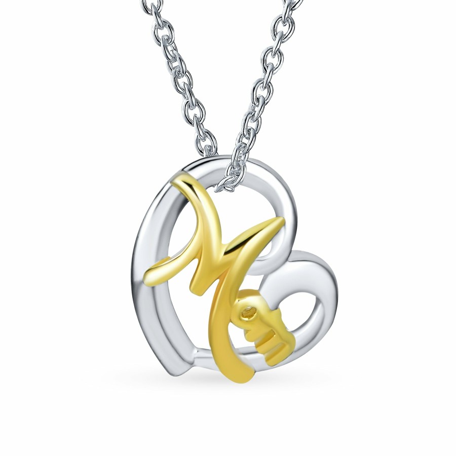 Shop Women Bling Jewelry Pendant Necklaces | 2 Tone Crystal Twisting Infinity Heart Word Mom Pendant Necklace