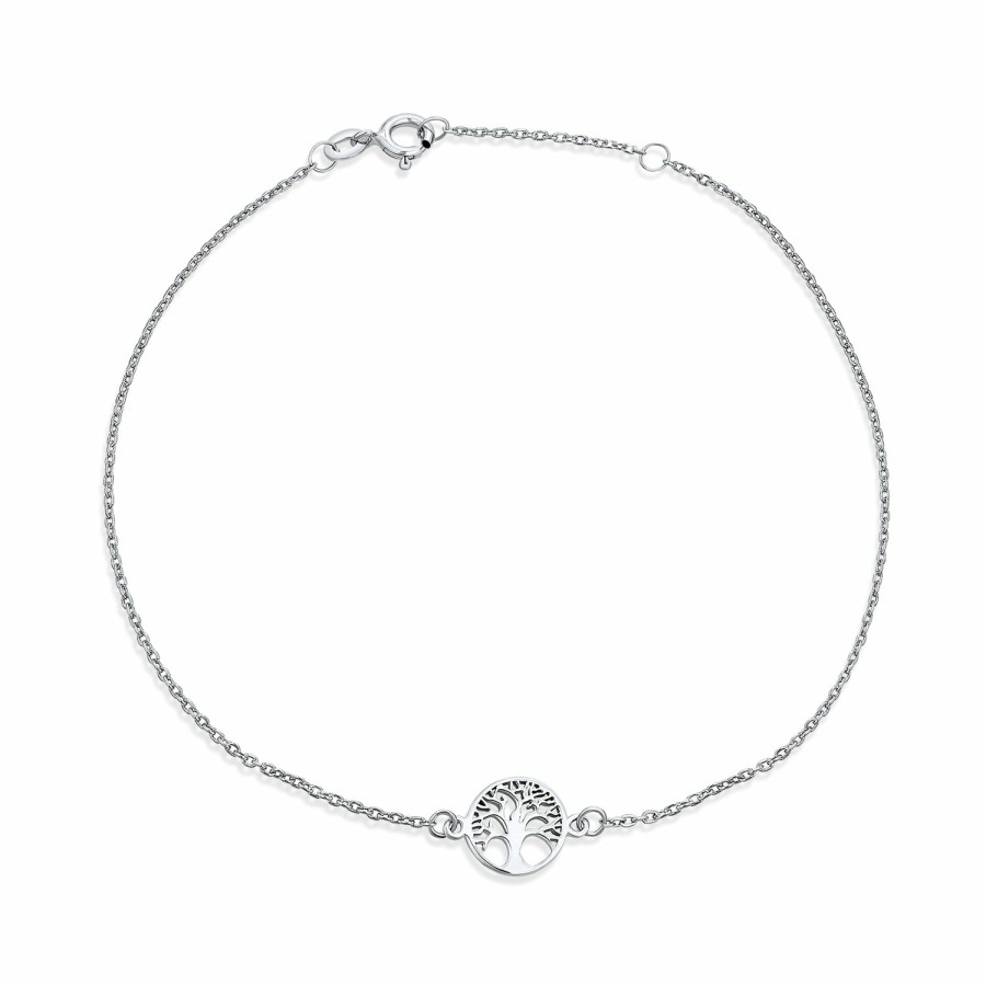 Shop Women Bling Jewelry Delicate Bracelets | Round Celtic Family Tree Of Life Anklet Ankle Bracelet Sterling Silver