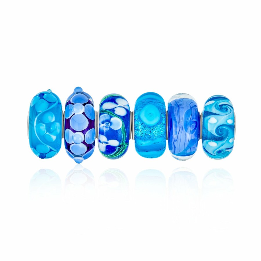 Shop Women Bling Jewelry Flower Beads | Light Murano Glass Bead Charm Bundle Set .925 Sterling Silver