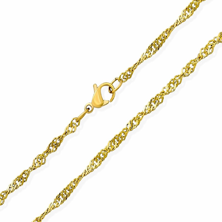 Shop Women Bling Jewelry Chains Necklaces | Singapore Twisted Rope Singapore Chain Gold Plated Stainless Steel