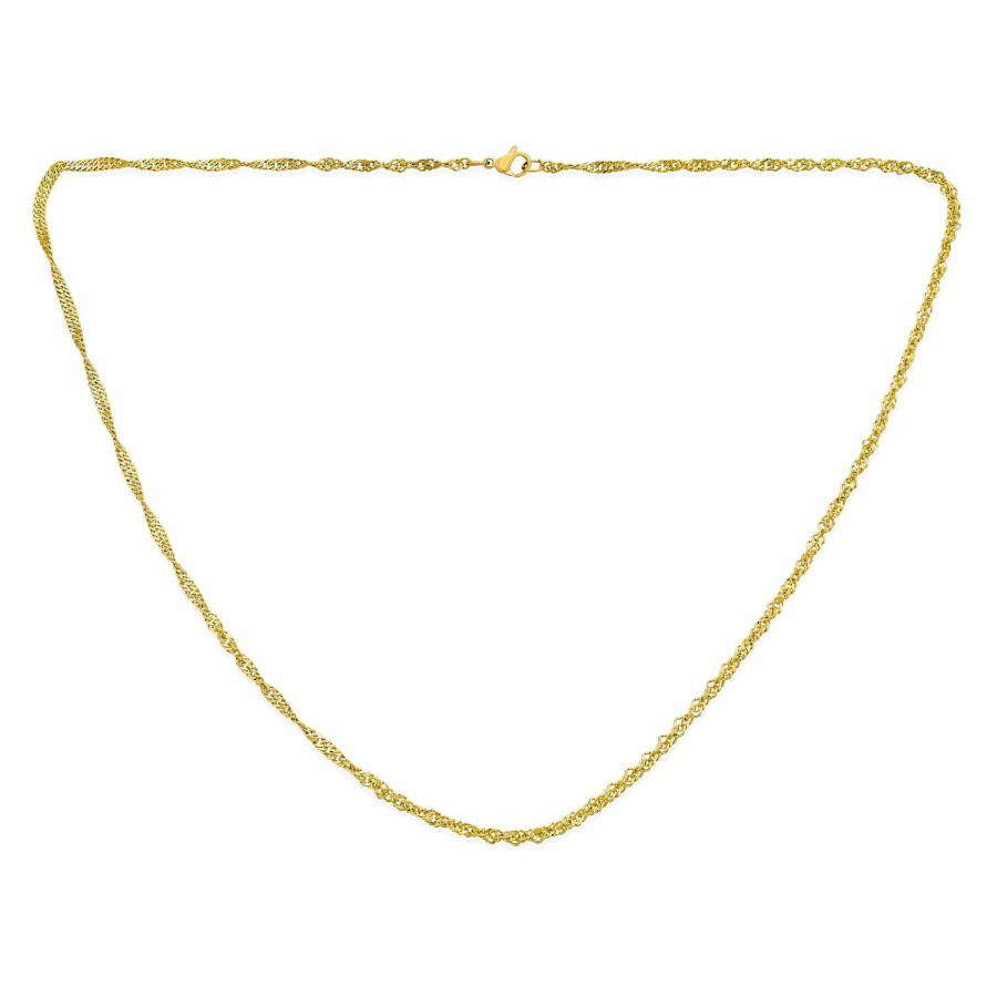 Shop Women Bling Jewelry Chains Necklaces | Singapore Twisted Rope Singapore Chain Gold Plated Stainless Steel