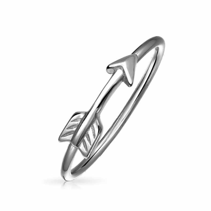 Shop Women Bling Jewelry Unique Rings | .925 Sterling Silver Midi Knuckle Thin 1Mm Band Cupids Love Arrow Ring