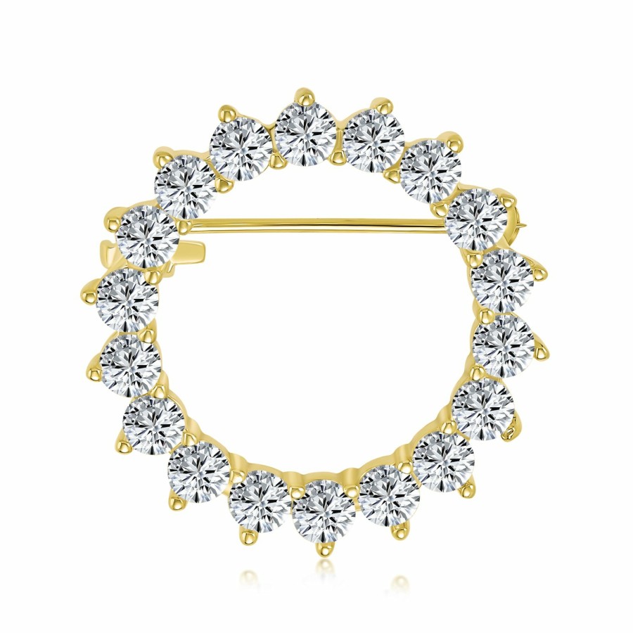 Shop Women Bling Jewelry Pins & Brooches | Bridal Cubic Zirconia Aaa Cz Scarf Open Round Circle Brooch Pin